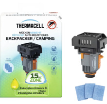 Thermacell Backpacker Mückenabwehr für Camping, kabellos, inklusive drei Wirkstoffplättchen, Schutz für circa 15 Quadratmeter.