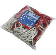 Pösamo Kunststoffkette rot und weiß aus Polyethylen in 6 Millimeter Stärke und 10 Meter Länge in einer transparenten Verpackung.