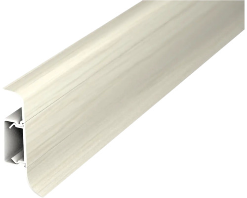 Sockelleiste mit integriertem Kabelkanal und Holzmaserung
