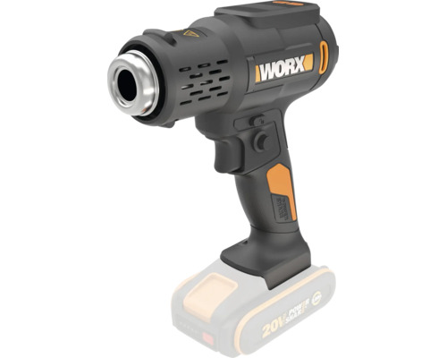 Akku-Heißluftpistole Worx mit 20 Volt PowerShare-System und ergonomischem Griff.