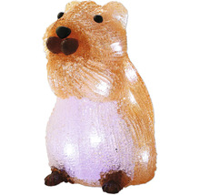 Beleuchtete Dekofigur Hamster aus braunem und weißem Acryl mit kristalliner Oberfläche für den Innenbereich und Außenbereich.