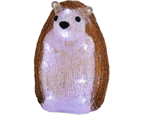 LED-Gartenfigur Igel aus Acryl mit kristalliner Struktur, beleuchtet.