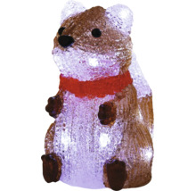 LED-Acrylfigur Eichhörnchen in Braun und Weiß mit rotem Schal, Weihnachtsdekoration für den Innen- und Außenbereich.