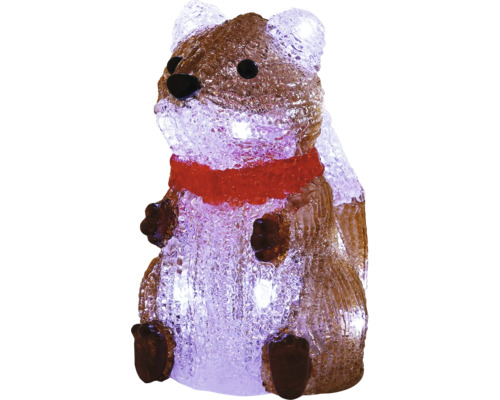 LED-Acrylfigur Eichhörnchen in Braun und Weiß mit rotem Schal, Weihnachtsdekoration für den Innen- und Außenbereich.