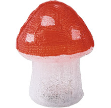 LED-Dekofigur Pilz aus Acryl für den Außenbereich, rot mit weißen Punkten.