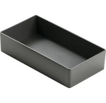 Rechteckige, dunkelgraue Organizer-Box aus Kunststoff mit strukturierter Bodenfläche.