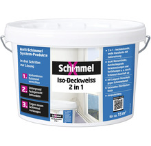 Schimmel Iso-Deckweiss 2 in 1 Wandfarbe, hochdeckend, mit Isolierwirkung, für circa 15 Quadratmeter.
