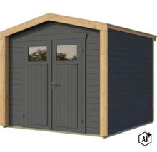 Gartenhaus aus Holz mit Doppeltür und Fenstern, modernes Design für den Außenbereich (Image AI modified or generated)
