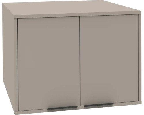Hängeschrank mit zwei Türen und schmalen Griffen an der Unterkante.
