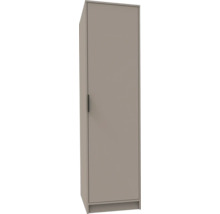 Hoher, schmaler Schrank mit einer Tür und einem vertikalen Griff in modernem Design.