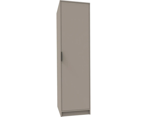Hoher, schmaler Schrank mit einer Tür und einem vertikalen Griff in modernem Design.