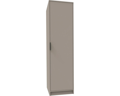 Schmaler, hoher Badezimmer-Hochschrank mit einer Tür und einem schwarzen Griff.