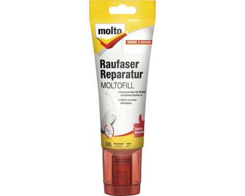 Molto Raufaser Reparatur Moltofill in der Tube, 330 Gramm, gebrauchsfertiger Spachtel für Wände und Decken im Innenbereich, Farbe Weiß.