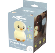 ANSMANN Nachtlicht Pinguin Leon in der Verpackung, wiederaufladbar, dimmbar, mit Timer und verschiedenen Lichtfarben.