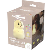 ANSMANN Nachtlicht Hamster Lilli in Hamsterform, wiederaufladbar mit USB-Kabel, dimmbar und mit Timer-Funktion.