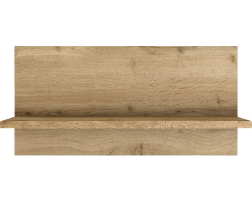 Wandboard mit Rückwand in Holzoptik.