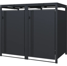 Mülltonnenbox aus Metall für zwei Mülltonnen in Anthrazit.