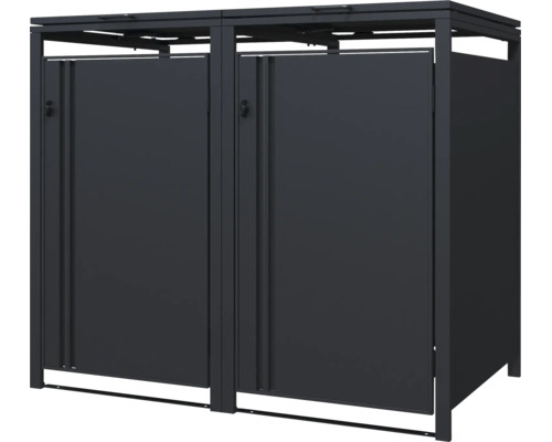 Mülltonnenbox aus Metall für zwei Mülltonnen in Anthrazit.