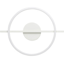 Moderne LED Wandleuchte weiß, kreisförmiges Design mit horizontalem Stab.