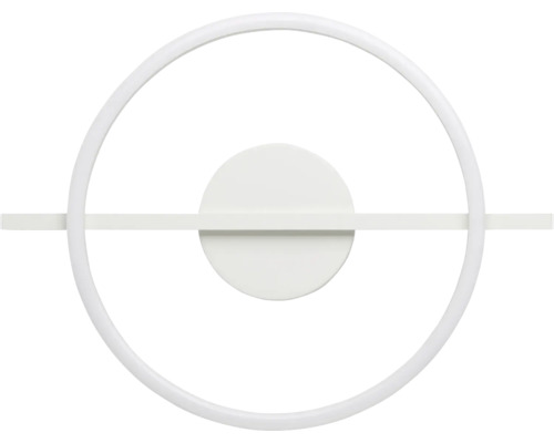 Moderne LED Wandleuchte weiß, kreisförmiges Design mit horizontalem Stab.