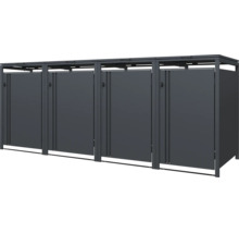 Mülltonnenbox aus Metall für 4 Mülltonnen in Anthrazit.