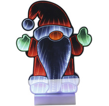 LED-Weihnachtsfigur Wichtel mit Infinity-Mirror-Effekt, mehrfarbige Beleuchtung für die weihnachtliche Innendekoration.