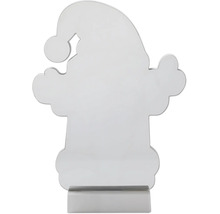 Weihnachtsfigur Weihnachtsmann-Silhouette aus silbernem Metall mit Standfuß.