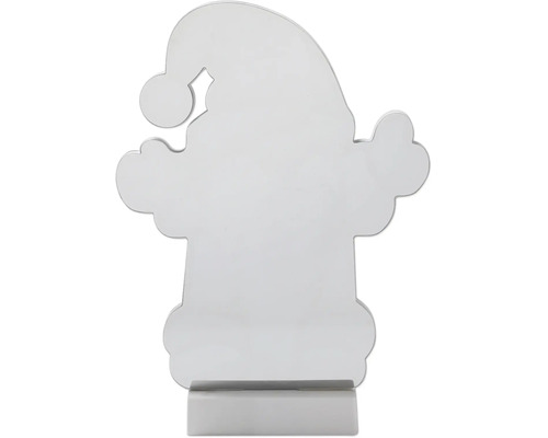 Weihnachtsfigur Weihnachtsmann-Silhouette aus silbernem Metall mit Standfuß.