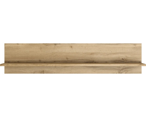 Wandboard mit Rückwand in Eichenoptik.