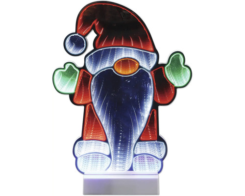 LED-Weihnachtsfigur Weihnachtsmann mit Infinity-Spiegeleffekt, beleuchtet.