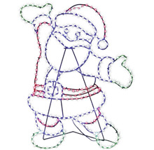 LED-Silhouette eines winkenden Weihnachtsmanns, Weihnachtsdekoration.