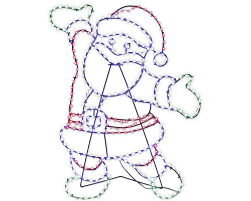 LED-Silhouette eines winkenden Weihnachtsmanns, Weihnachtsdekoration.