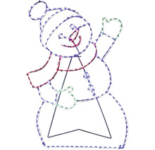 LED Schneemann Silhouette mit Mütze und Schal für die Weihnachtsdekoration im Innenbereich und Außenbereich.