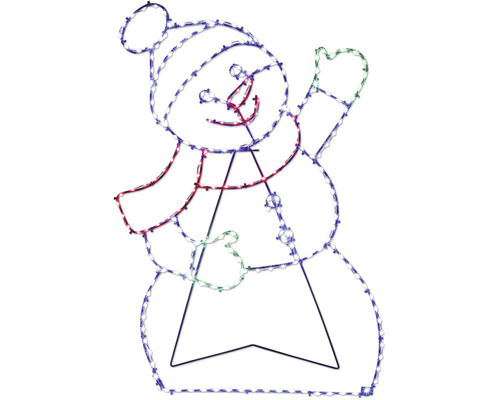 LED Schneemann Silhouette mit Mütze und Schal für die Weihnachtsdekoration im Innenbereich und Außenbereich.