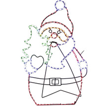 LED-Lichtsilhouette Weihnachtsmann mit Tannenbaum für die Weihnachtsdekoration.