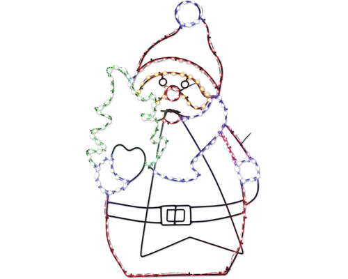 LED-Lichtsilhouette Weihnachtsmann mit Tannenbaum für die Weihnachtsdekoration.