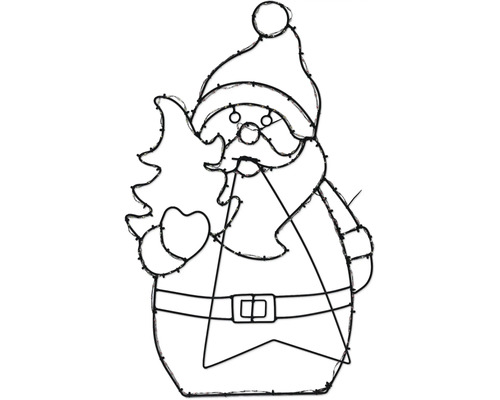 LED-Drahtfigur in Form eines Weihnachtsmanns mit Tannenbaum, Weihnachtsdekoration für außen und innen.