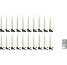 20-teiliges Set LED-Christbaumkerzen mit Fernbedienung und Halteclips.