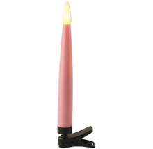 LED-Christbaumkerze mit Clip, rosa, warmweiß leuchtende Flamme.