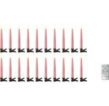 20-teiliges Set rosa LED-Christbaumkerzen mit Befestigungsclips und Fernbedienung.