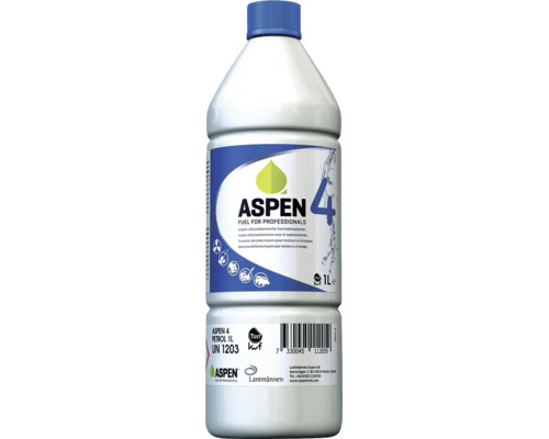Aspen 4 Alkylatbenzin für Viertaktmotoren in einer 1 Liter Flasche.