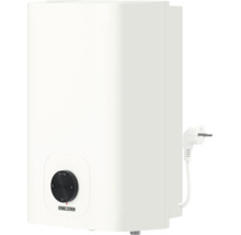 Stiebel Eltron Kleinspeicher für Untertischmontage mit schwarzem Temperaturwähler und Netzstecker.