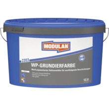 Modulan 2203 WP-Grundierfarbe, weiß pigmentierter Haftvermittler, 12,5 Liter, emissionsarm und lösemittelfrei, reicht für circa 63 Quadratmeter.