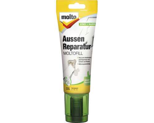 Molto Aussen Reparatur Moltofill Tube, 330 Gramm, fertiger Spachtel für Wände und Mauern im Außenbereich, witterungsbeständig.