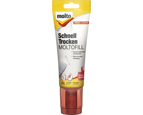 Molto Schnell Trocken Moltofill Reparaturspachtel für Wände und Decken, 330 Gramm Tube, für den Innenbereich, füllt bis 1 Zentimeter Tiefe.