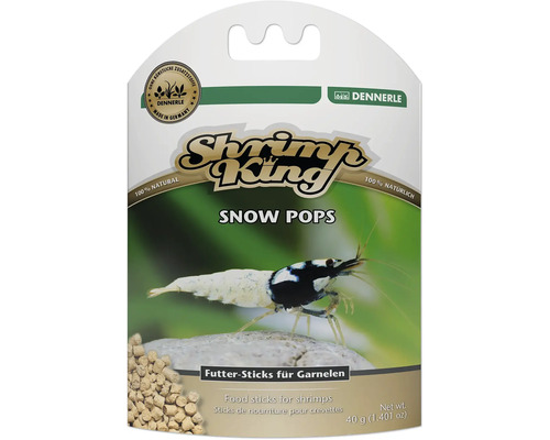 Garnelenfutter Dennerle Shrimp King Snow Pops, Futter-Sticks für Garnelen, 100 Prozent natürlich, ohne künstliche Zusatzstoffe, 40 Gramm.