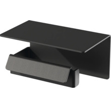 Toilettenpapierhalter mit Ablage, Metall, schwarz matt.