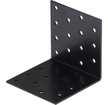 Winkelverbinder aus Metall mit Lochmuster in Schwarz.