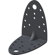Winkelverbinder aus Metall mit abgerundeten Enden, Verstärkungssicke und mehreren Befestigungslöchern.