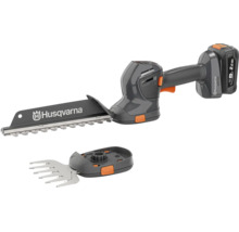 Husqvarna Akku-Gras- und Strauchschere Aspire S20 mit 18 Volt Akku und zwei wechselbaren Schneidaufsätzen für die Gartenpflege.